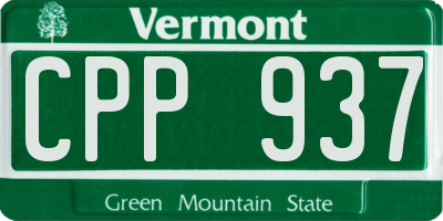 VT license plate CPP937