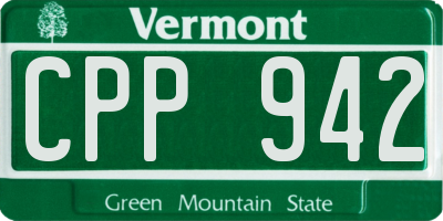 VT license plate CPP942