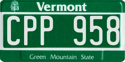 VT license plate CPP958
