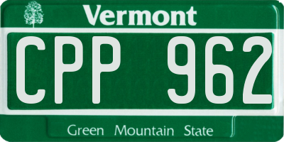 VT license plate CPP962
