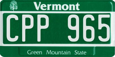 VT license plate CPP965