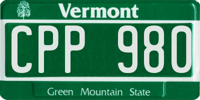 VT license plate CPP980