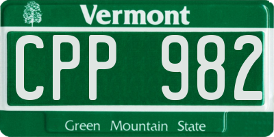 VT license plate CPP982