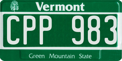 VT license plate CPP983