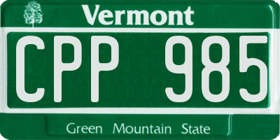 VT license plate CPP985