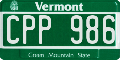 VT license plate CPP986
