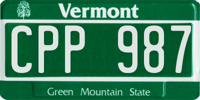 VT license plate CPP987