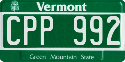 VT license plate CPP992