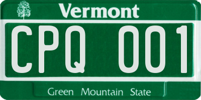VT license plate CPQ001