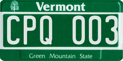 VT license plate CPQ003