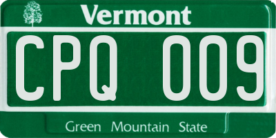 VT license plate CPQ009