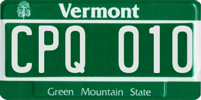 VT license plate CPQ010