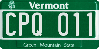 VT license plate CPQ011