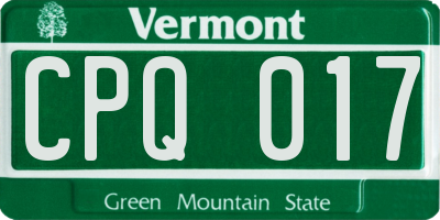 VT license plate CPQ017