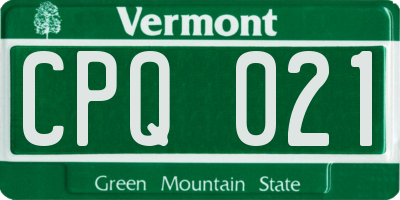 VT license plate CPQ021
