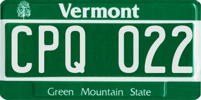 VT license plate CPQ022