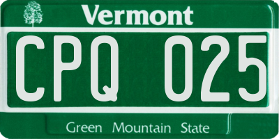 VT license plate CPQ025