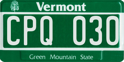 VT license plate CPQ030