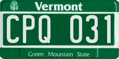 VT license plate CPQ031