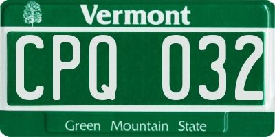 VT license plate CPQ032