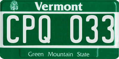 VT license plate CPQ033
