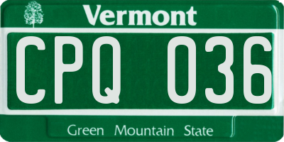 VT license plate CPQ036