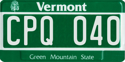 VT license plate CPQ040