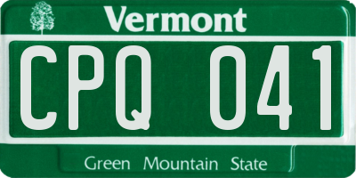 VT license plate CPQ041