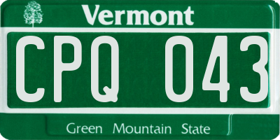VT license plate CPQ043