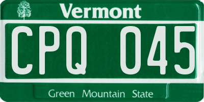 VT license plate CPQ045