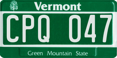 VT license plate CPQ047