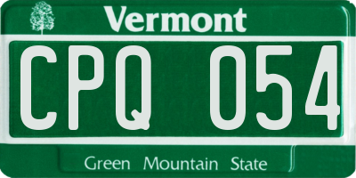 VT license plate CPQ054