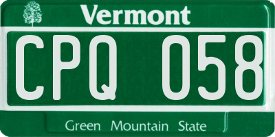 VT license plate CPQ058