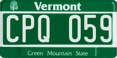 VT license plate CPQ059