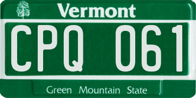 VT license plate CPQ061