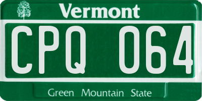 VT license plate CPQ064