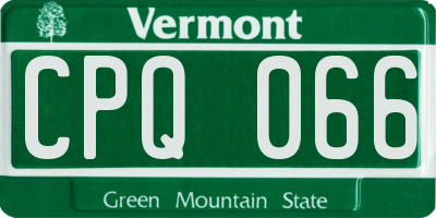 VT license plate CPQ066