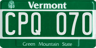 VT license plate CPQ070