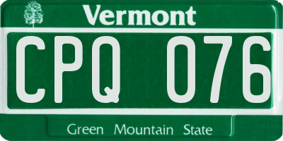 VT license plate CPQ076