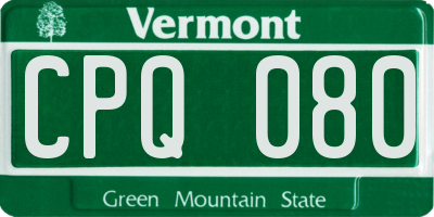 VT license plate CPQ080