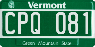 VT license plate CPQ081