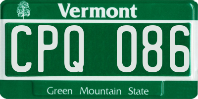 VT license plate CPQ086