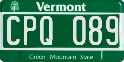 VT license plate CPQ089