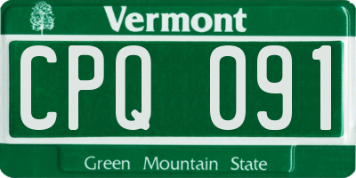 VT license plate CPQ091