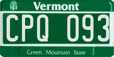 VT license plate CPQ093