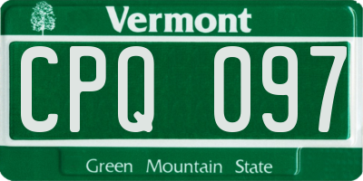 VT license plate CPQ097