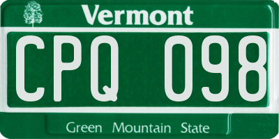 VT license plate CPQ098