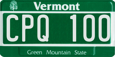 VT license plate CPQ100