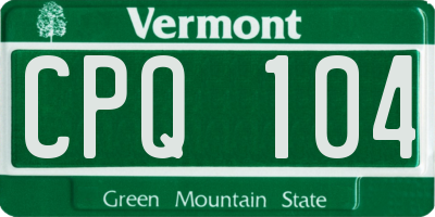 VT license plate CPQ104
