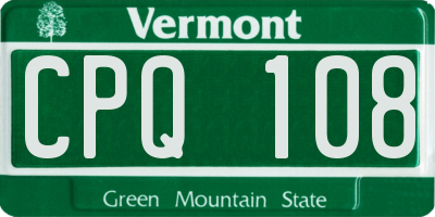 VT license plate CPQ108